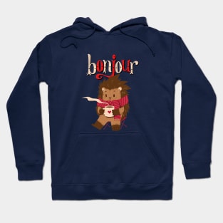 Happy winter - coffee first then bonjour Hoodie